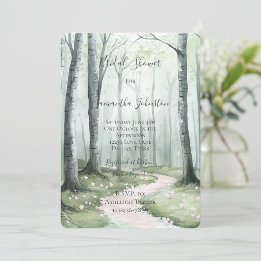 Romantic Enchanted Forest Bridal Shower Kaart (Staand voorkant)