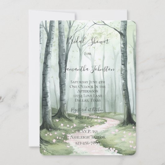 Romantic Enchanted Forest Bridal Shower Kaart (Voorkant)