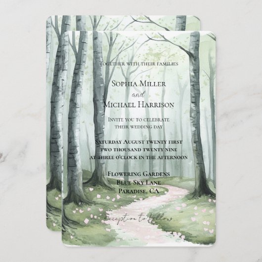 Romantic Enchanted Forest Wedding Kaart (Voorkant / Achterkant)