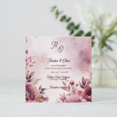Romantic Ethereal Mauve Floral Wedding Invitation (Staand voorkant)