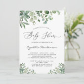Romantic Eucalyptus Baby shower Kaart (Staand voorkant)