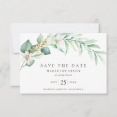 Romantic Eucalyptus Greenery leaves Wedding Save The Date (Voorkant)