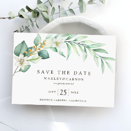 Romantic Eucalyptus Greenery leaves Wedding Save The Date