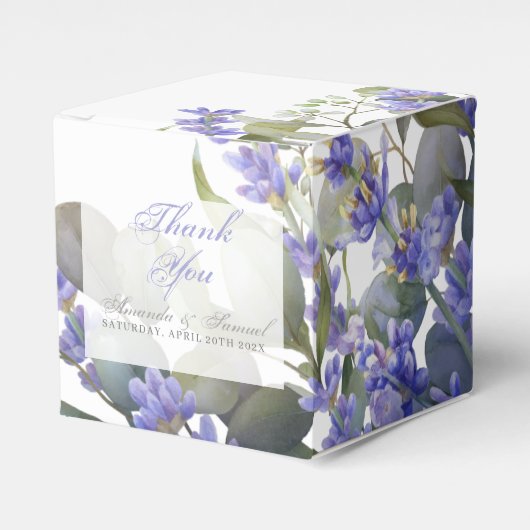 Romantic Eucalyptus & Lavender Weddenschap Box Bedankdoosjes (Voorkant Zijde)