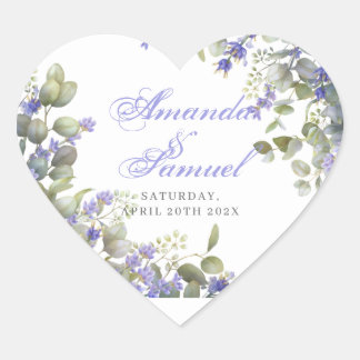 Romantic Eucalyptus & Lavender Weddenschap Hart Sticker