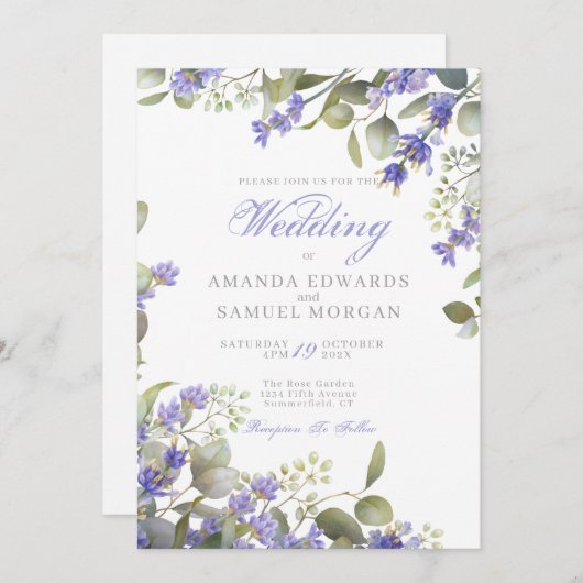 Romantic Eucalyptus & Lavender Weddenschap Kaart (Voorkant / Achterkant)