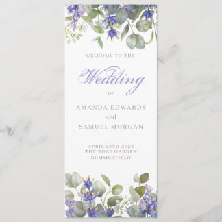 Romantic Eucalyptus & Lavender Weddenschap Programmakaart