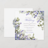 Romantic Eucalyptus & Lavender Wedding Invitation Kaart (Voorkant / Achterkant)