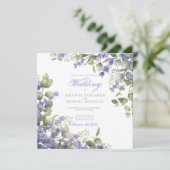 Romantic Eucalyptus & Lavender Wedding Invitation Kaart (Staand voorkant)
