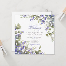 Romantic Eucalyptus & Lavender Wedding Invitation Kaart