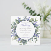 Romantic Eucalyptus & Lavender Wedding Invitation Kaart (Staand voorkant)