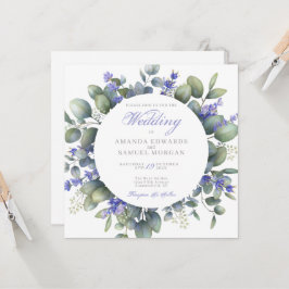 Romantic Eucalyptus & Lavender Wedding Invitation Kaart