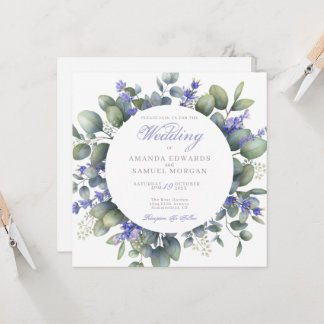 Romantic Eucalyptus & Lavender Wedding Invitation Kaart
