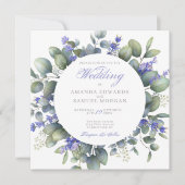 Romantic Eucalyptus & Lavender Wedding Invitation Kaart (Voorkant)