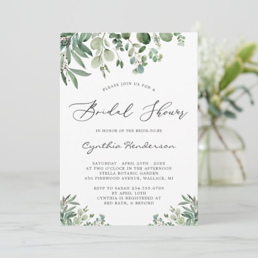 Romantic Eucalyptus Leaves Garden Vrijgezellenfees Kaart (Staand voorkant)