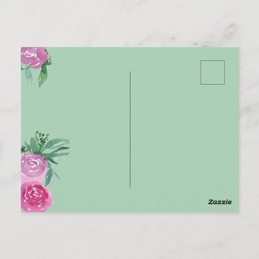 Romantic Eucalyptus roze Roses Weddenschap Briefkaart (Achterkant)