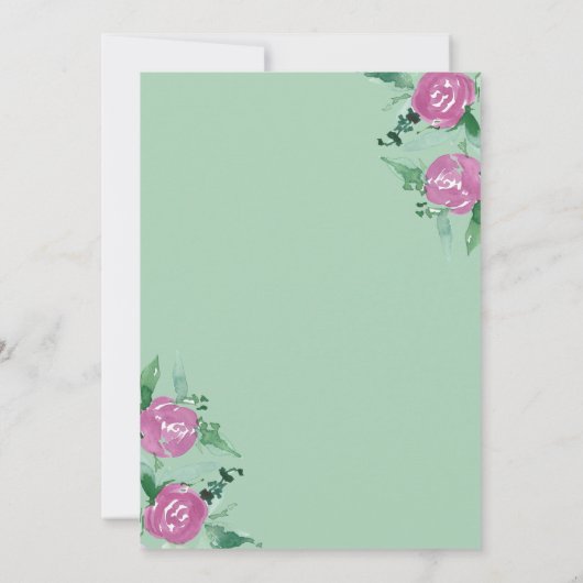 Romantic Eucalyptus roze Roses Weddenschap Kaart (Achterkant)