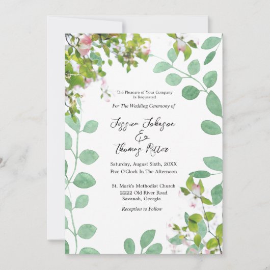 Romantic Eucalyptus Summer Weddenschap Kaart (Voorkant)