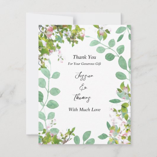 Romantic Eucalyptus Summer Wedding Bedankkaart (Voorkant)