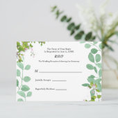Romantic Eucalyptus Summer Wedding RSVP Kaart (Staand voorkant)