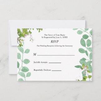 Romantic Eucalyptus Summer Wedding RSVP Kaart