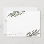 Romantic Evergreen Chic Botanical Personalized Notitiekaartje (Voorkant)
