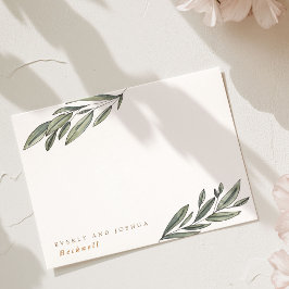 Romantic Evergreen Chic Botanical Personalized Notitiekaartje