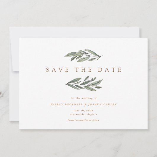Romantic Evergreen Save the Date (Voorkant)