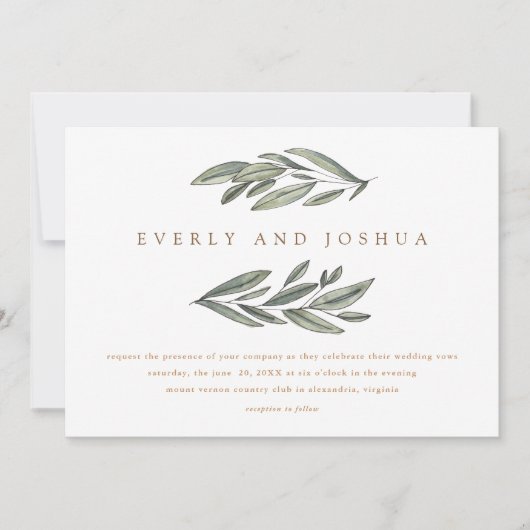 Romantic Evergreen Wedding Invitation Save The Date (Voorkant)