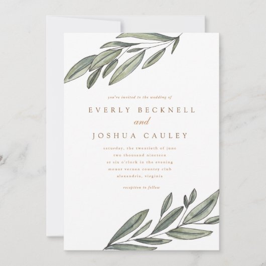 Romantic Evergreen Wedding Invitation Save The Date (Voorkant)