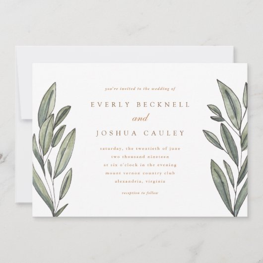 Romantic Evergreen Wedding Invitation Save The Date (Voorkant)