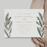 Romantic Evergreen Wedding Invitation Save The Date<br><div class="desc">Elegante waterverf botanische bruiloft uitnodiging met romantische groenblijvende bladeren die uw bruiloft details omlijsten. Personaliseer met uw ceremoniële informatie in natuur gekleurde typografie.</div>