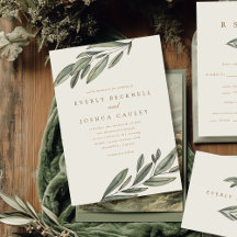 Romantic Evergreen Wedding Invitation