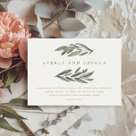Romantic Evergreen Wedding Invitation Save The Date<br><div class="desc">Elegante waterverf botanische bruiloft uitnodiging met romantische groenblijvende bladeren die uw bruiloft details omlijsten. Personaliseer met uw ceremoniële informatie in natuur gekleurde typografie.</div>