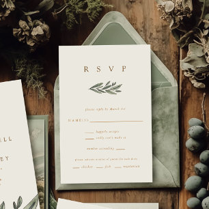 Romantic Evergreen Wedding RSVP Kaartje