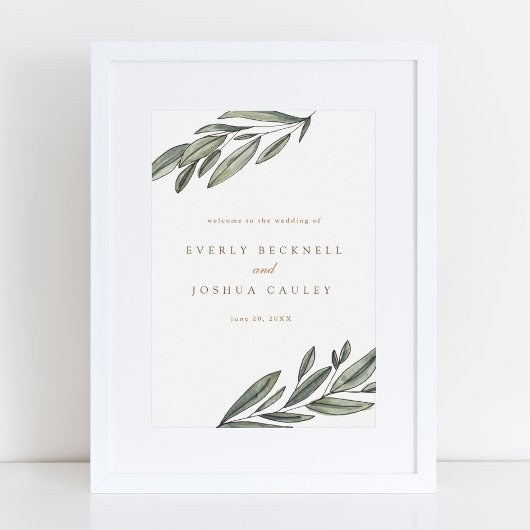 Romantic Evergreen Wedding Welcome Sign Poster