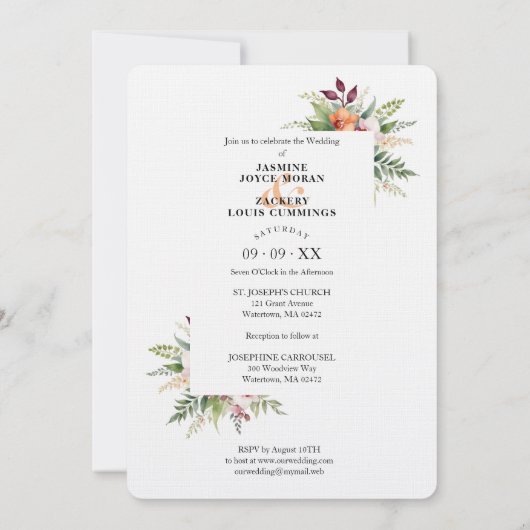 Romantic Exquisite Floral Bouquets Frame Photo Kaart (Achterkant)