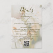 Romantic Faded White Rose Photo Wedding Details Informatiekaartje (Voorkant)