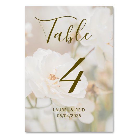 Romantic Faded White Roses Photo Custom Wedding Kaart (Voorkant)