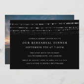 Romantic Fairy Lights Rehearsal Dinner Black Kaart (Voorkant / Achterkant)