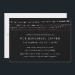 Romantic Fairy Lights Rehearsal Dinner Black Kaart<br><div class="desc">De kleurenachtergrond van de douane met hangende koordlichten met gemakkelijk om tekst voor om het even welke speciale gebeurtenis uit te geven. Facultatieve foto op de rug; de achterkant van de douanekleur.</div>