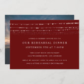 Romantic Fairy Lights Rehearsal Dinner Maroon Kaart (Voorkant / Achterkant)