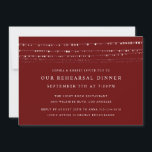 Romantic Fairy Lights Rehearsal Dinner Maroon Kaart<br><div class="desc">De kleurenachtergrond van de douane met hangende koordlichten met gemakkelijk om tekst voor om het even welke speciale gebeurtenis uit te geven. Facultatieve foto op de rug; de achterkant van de douanekleur.</div>