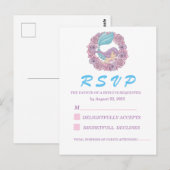 Romantic Fairy Tale Mermaid RSVP Briefkaart (Voorkant / Achterkant)