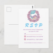 Romantic Fairy Tale Mermaid RSVP Briefkaart (Voorkant / Achterkant)