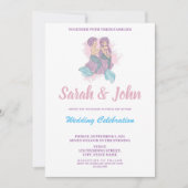 Romantic Fairy Tale Mermaid Wedding Invitation Kaart (Voorkant)