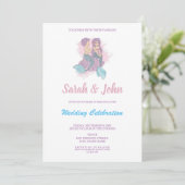 Romantic Fairy Tale Mermaid Wedding Invitation Kaart (Staand voorkant)