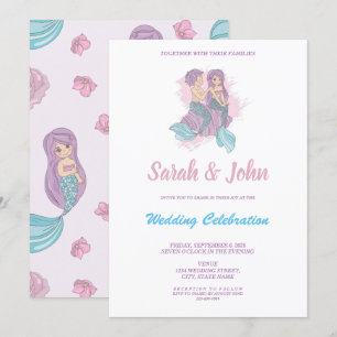 Romantic Fairy Tale Mermaid Wedding Invitation Kaart