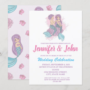 Romantic Fairy Tale Mermaid Wedding Invitation Kaart