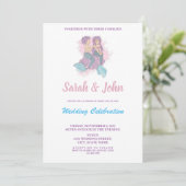 Romantic Fairy Tale Mermaid Wedding Invitation Kaart (Staand voorkant)